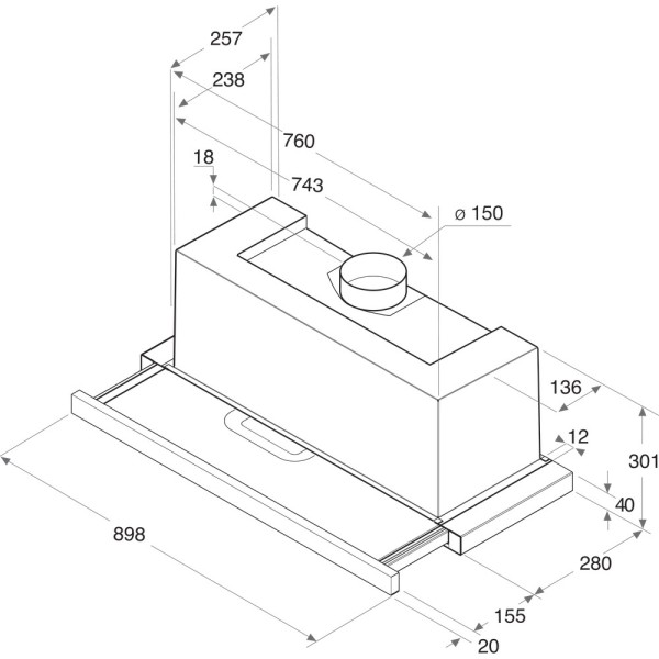 Dampkap telescopisch Whirlpool AKR4731IX detail 3