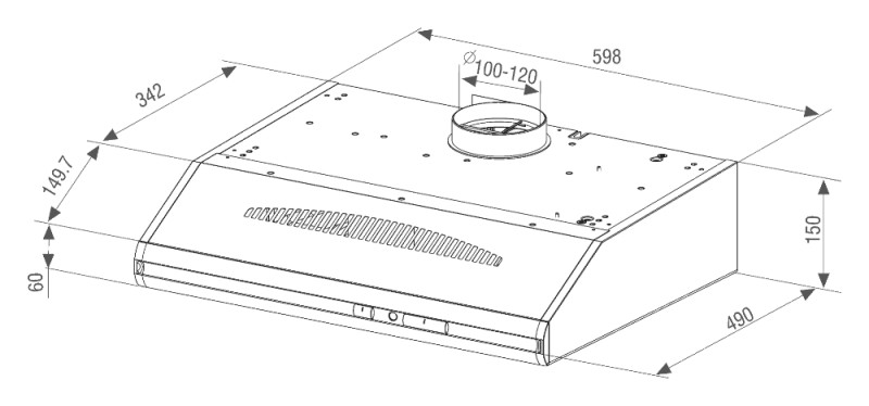 Dampkap onderbouw Beko CFB6433X detail 1