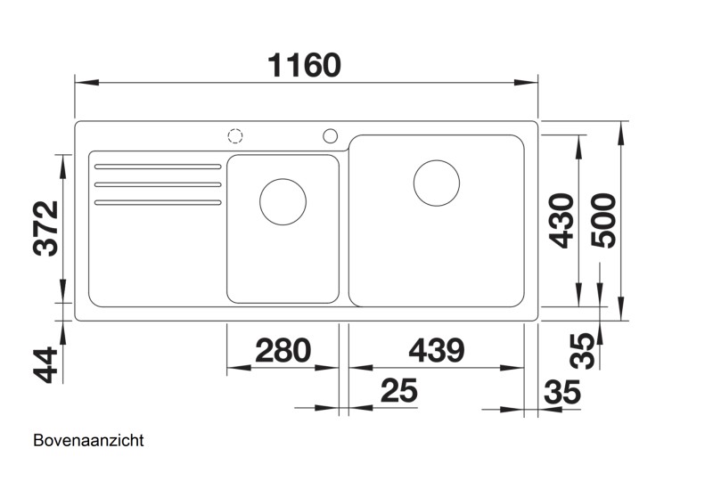 Anderhalve spoelbak Blanco 525946 detail 1