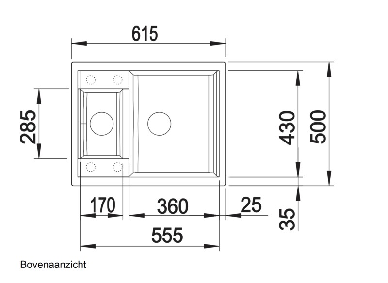 Anderhalve spoelbak Blanco 525923 detail 1