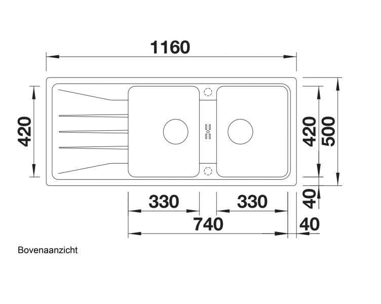 Dubbele spoelbak Blanco 525979/** detail 1