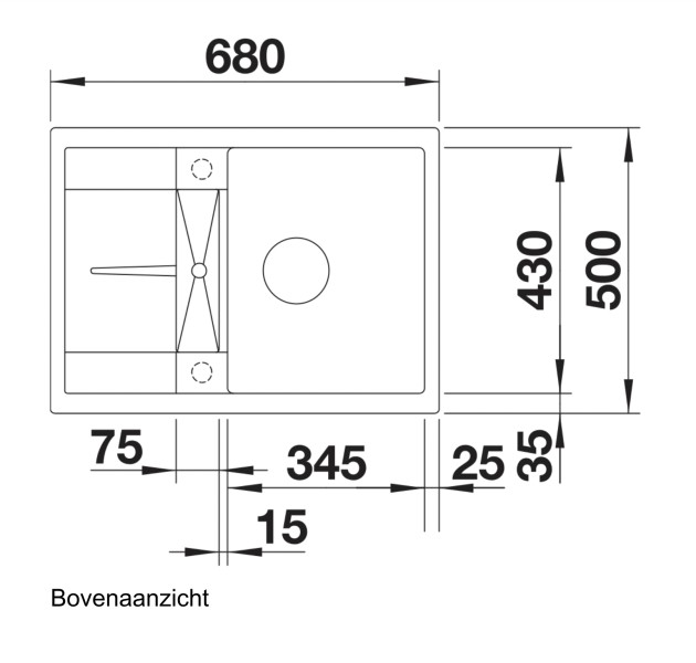 Evier 1 bassin Blanco 525912 detail 1