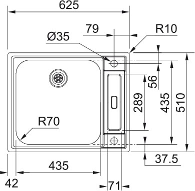 Evier 1 bassin Franke AGX210C1 detail 3