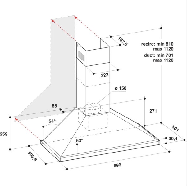 Hotte cheminée Whirlpool WHCN94FLMX1 detail 3