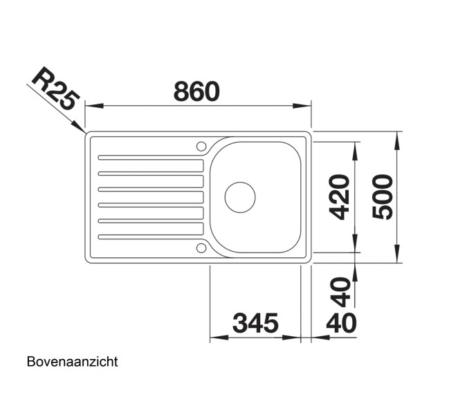 Enkele spoelbak Blanco 519707 detail 1