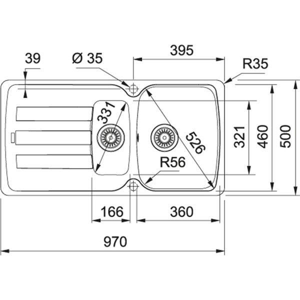 Anderhalve spoelbak Franke AZG651OX1 detail 1