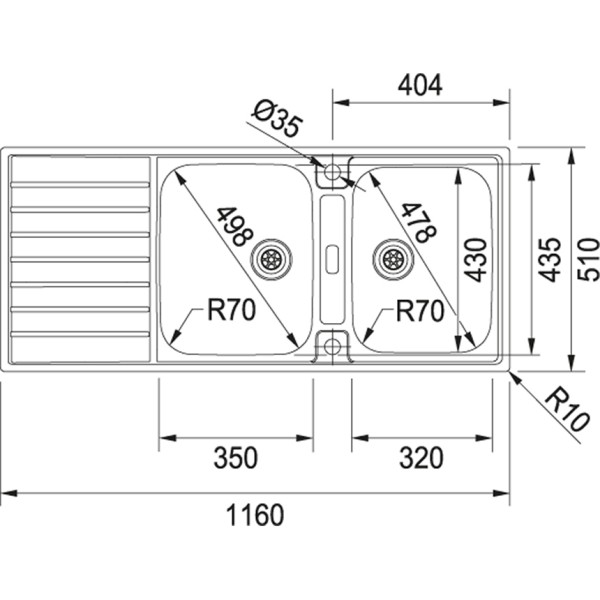 Evier 2 bassins Franke AGX2211 detail 1