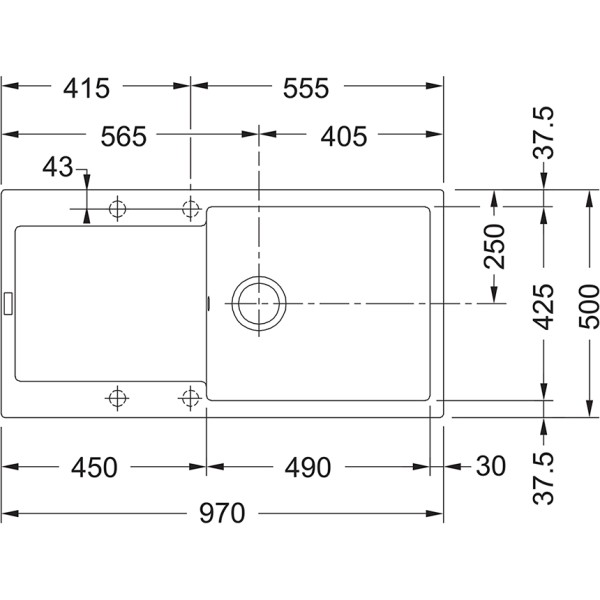 Enkele spoelbak Franke MRG611XLMB1 detail 1