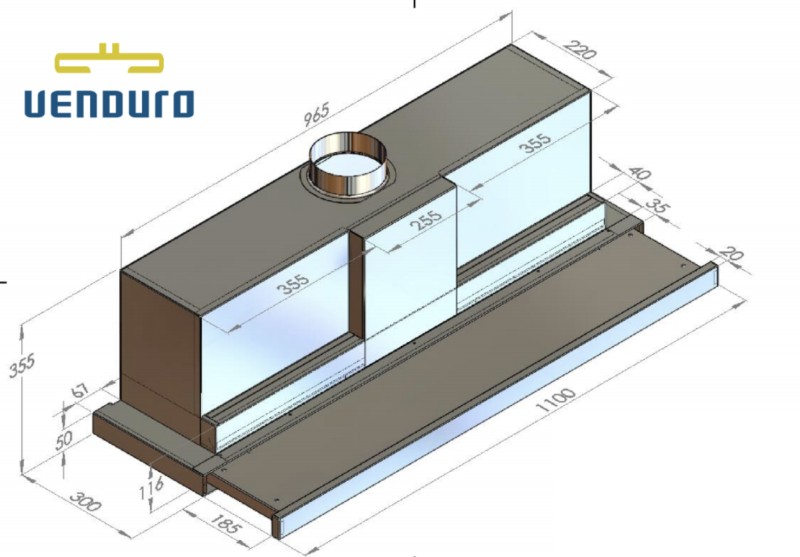 Dampkap telescopisch Venduro TA110/940INOX detail 1