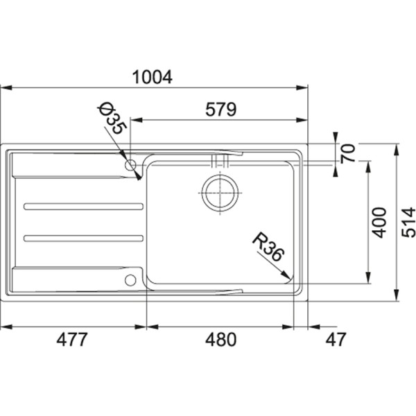 Enkele spoelbak Franke ANX211L1 detail 1