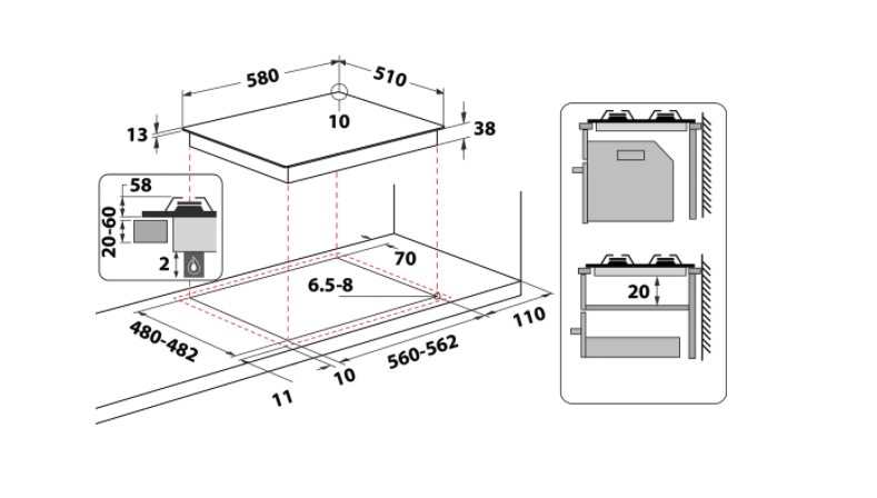 Taque de cuisson au gaz Whirlpool TKRL661IXEU detail 5