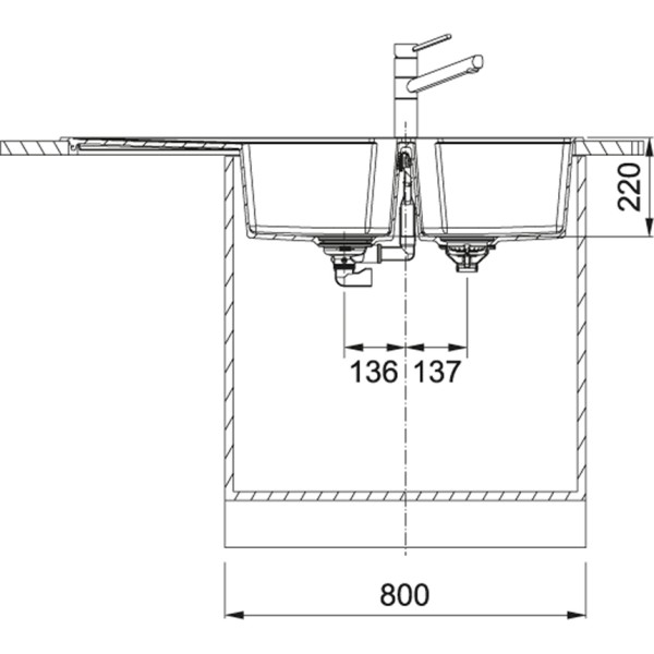 Dubbele spoelbak Franke UBG621MB1 detail 2