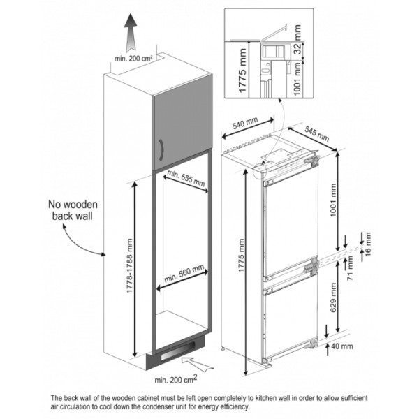Koelvriescombinaties inbouw Beko BCNA275E4FN detail 3