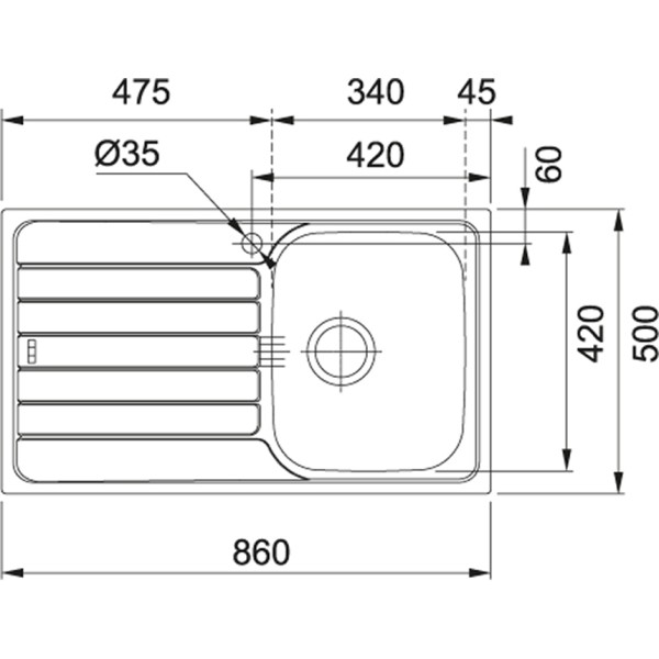 Enkele spoelbak Franke SKX6111/ACTIE detail 1