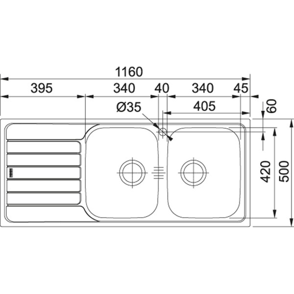 Dubbele spoelbak Franke SKX6211/ACTIE detail 1