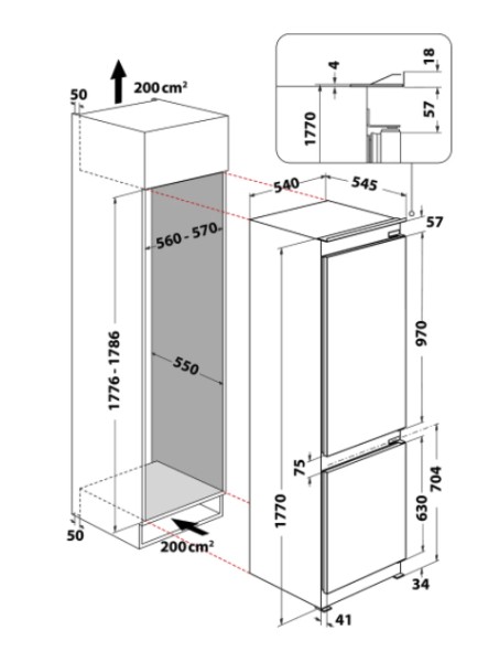Combiné réfrigérateur/congélateur intégrable Whirlpool WHC18T574P detail 5