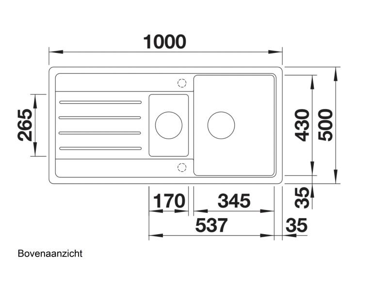 Anderhalve spoelbak Blanco 522209 detail 1
