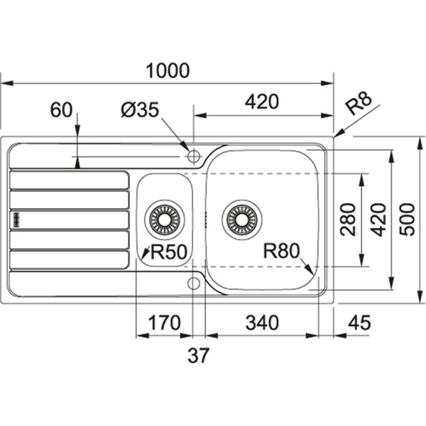 Anderhalve spoelbak Franke SKX6511/actie detail 1