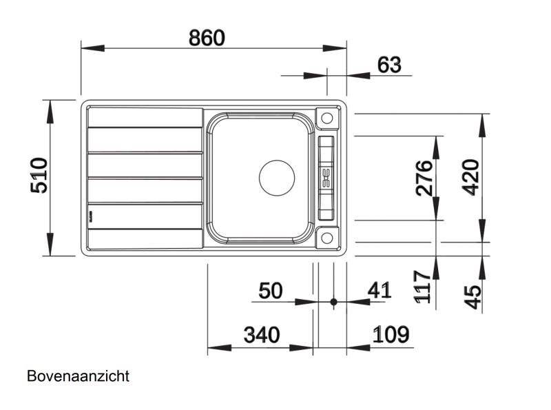 Evier 1 bassin Blanco 522102 detail 1