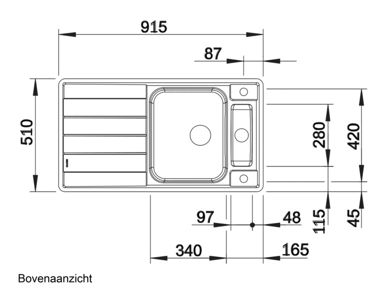 Enkele spoelbak Blanco 522103 detail 1