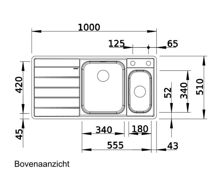 Anderhalve spoelbak Blanco 522105 detail 1