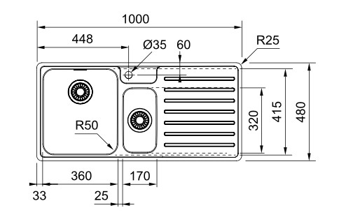 Anderhalve spoelbak Franke BCX251LP detail 1