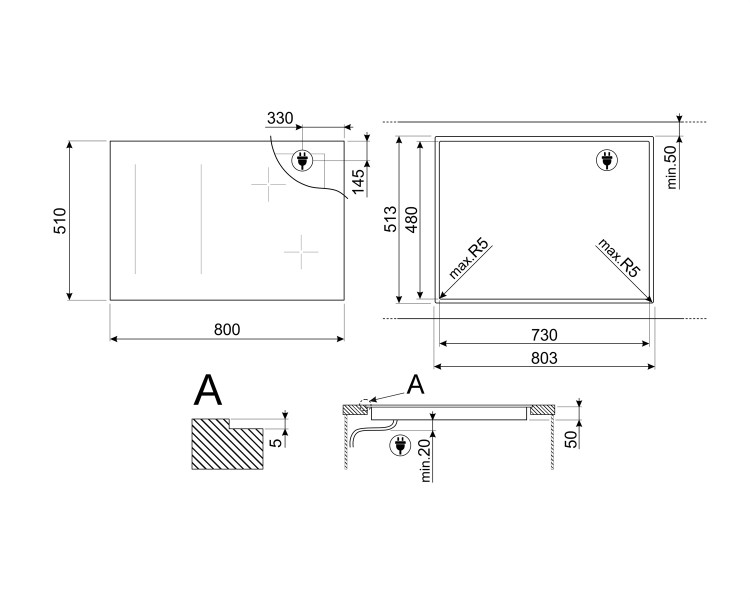 Taque de cuisson induction Smeg SIM3844D detail 3
