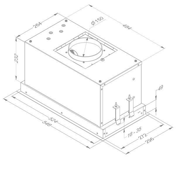 Dampkap inbouwgroep Novy 828 / Novy Inox Essence detail 5