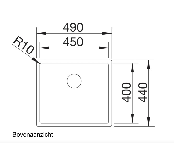Enkele spoelbak Blanco 521574 detail 1