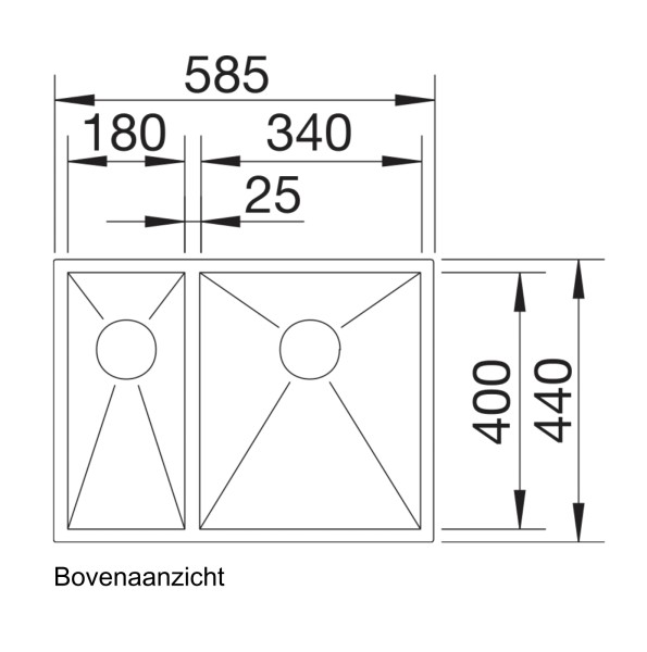 Anderhalve spoelbak Blanco 521613 detail 1