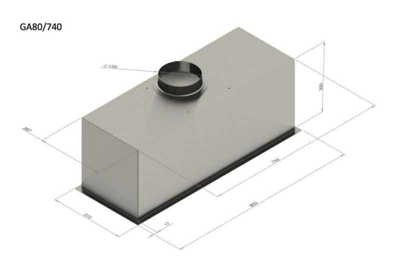 Dampkap inbouwgroep Venduro GA80/740 detail 1