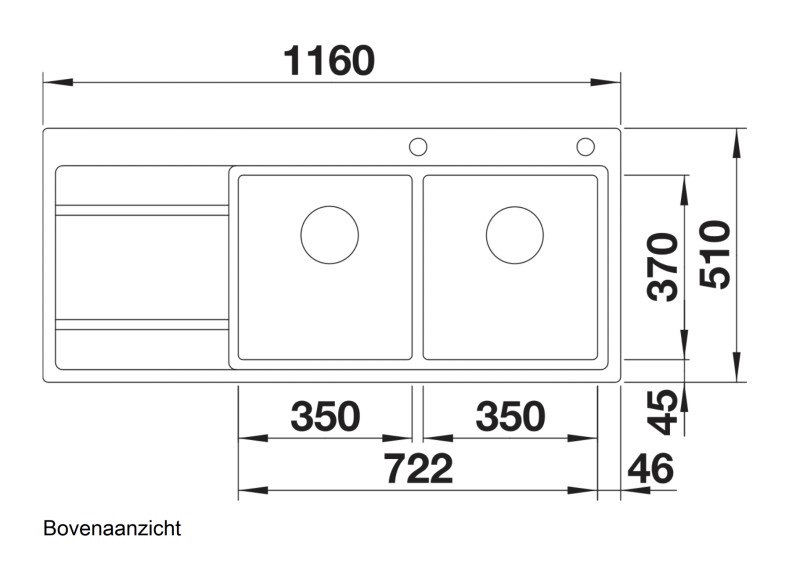 Dubbele spoelbak Blanco 521664 detail 1