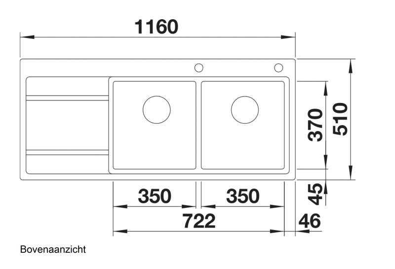 Dubbele spoelbak Blanco 521665 detail 1