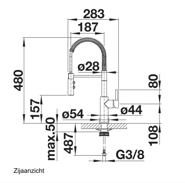 Eéngreepskraan Blanco 521476/** detail 1