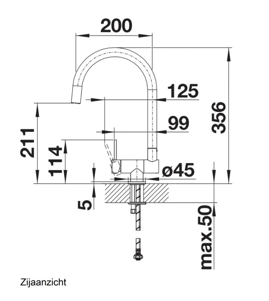 Eéngreepskraan Blanco 521544/** detail 1