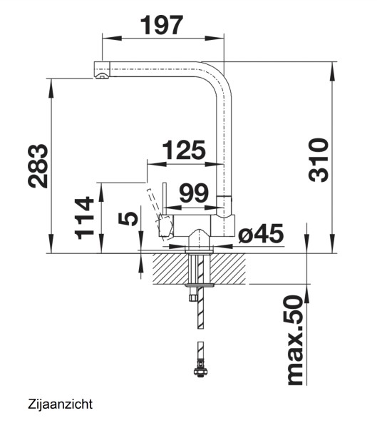 Eéngreepskraan Blanco 521545/** detail 1