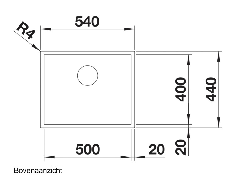 Enkele spoelbak Blanco 521559 detail 1