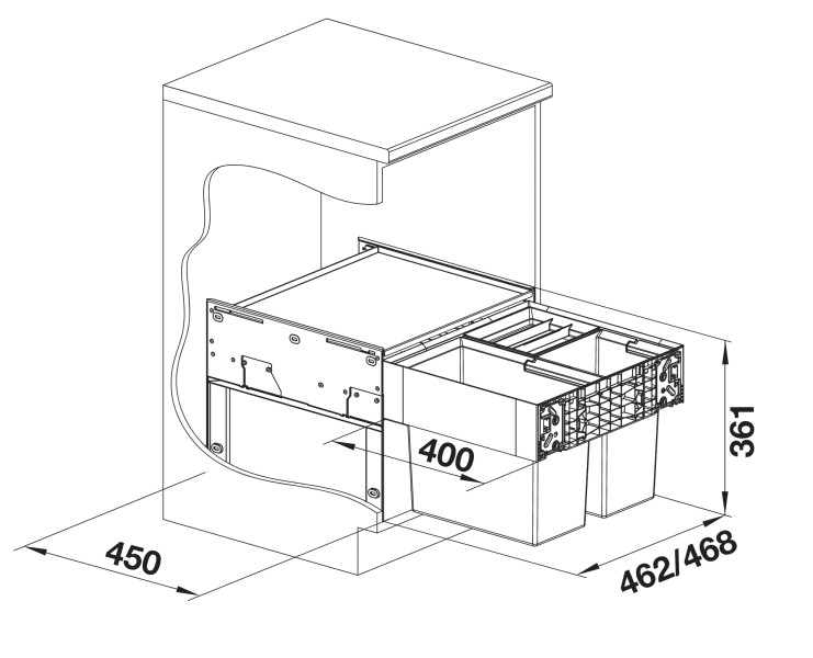 Afvalemmers Blanco 526203/** detail 2
