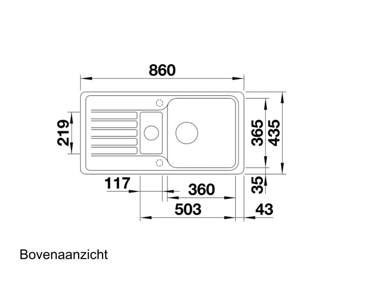 Anderhalve spoelbak Blanco 526080 detail 1