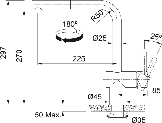 Eéngreepskraan Franke 301931 detail 2