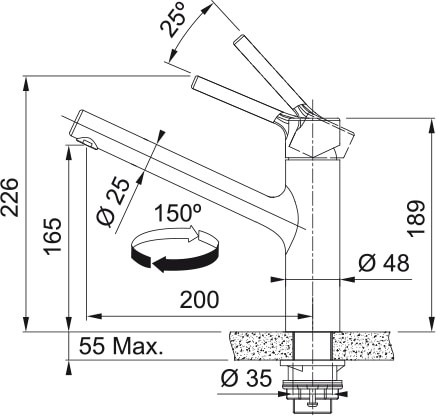 Eéngreepskraan Franke 301934 detail 3
