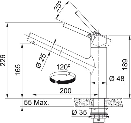 Eéngreepskraan Franke 301935 detail 3