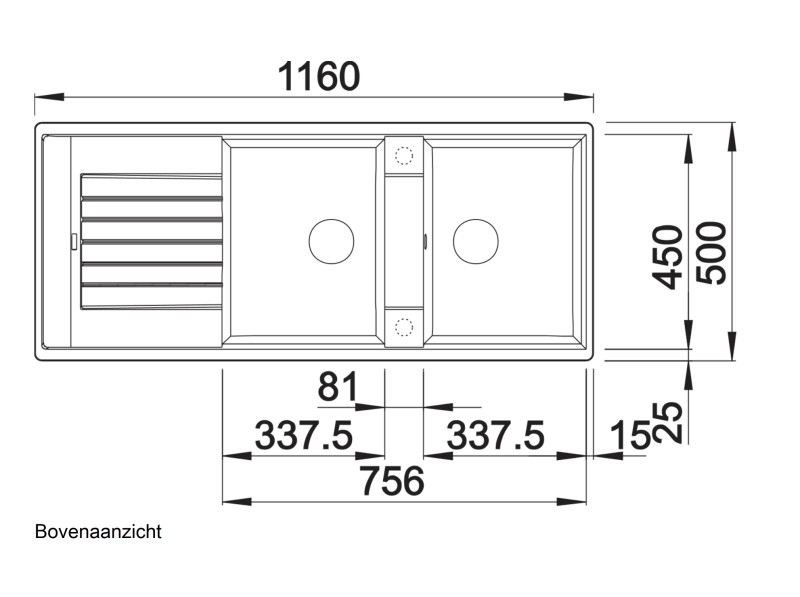 Dubbele spoelbak Blanco 526027 detail 1