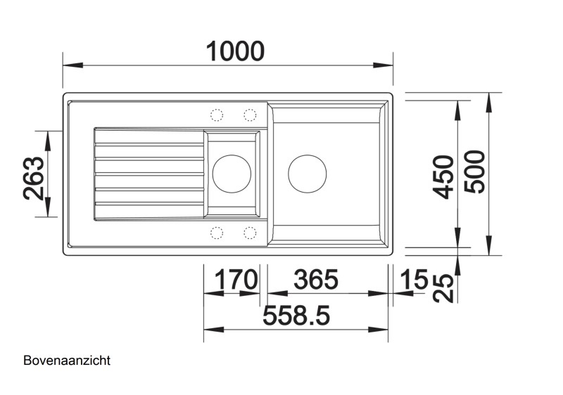 Anderhalve spoelbak Blanco 526021 detail 1