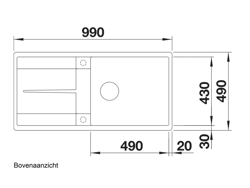 Evier 1 bassin Blanco 516522 detail 1