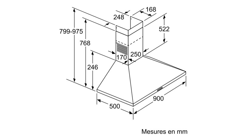 Hotte cheminée Bosch DWP96BC50 detail 5