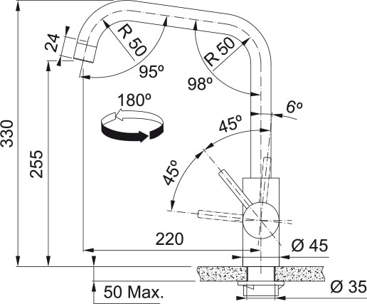 Eéngreepskraan Franke 301872 detail 3