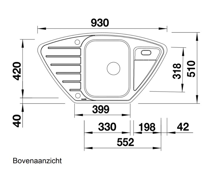 Evier d'angle Blanco 516277 detail 1