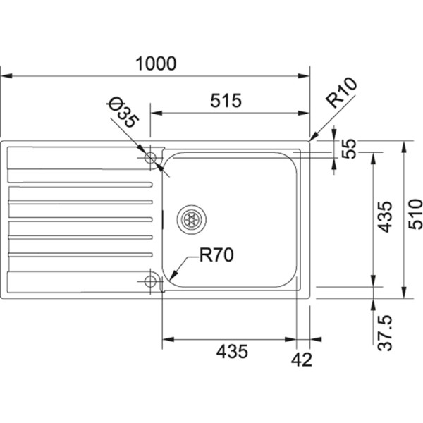 Enkele spoelbak Franke AGX2111001 detail 1