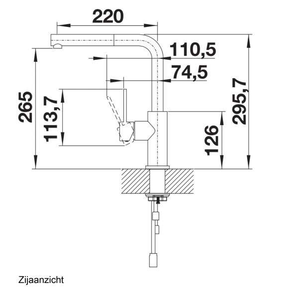 Eéngreepskraan Blanco 523123/ACTIE detail 1